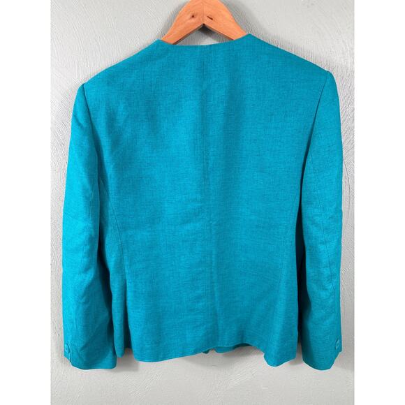Pendleton Blazer Jacket Women's 8 Teal Blue Made in USA Country Sophisticates - Picture 2 of 11
